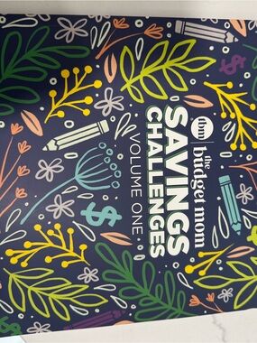 the budget mom Savings Challenges Wall Art – Navy with Multicolor Floral Design